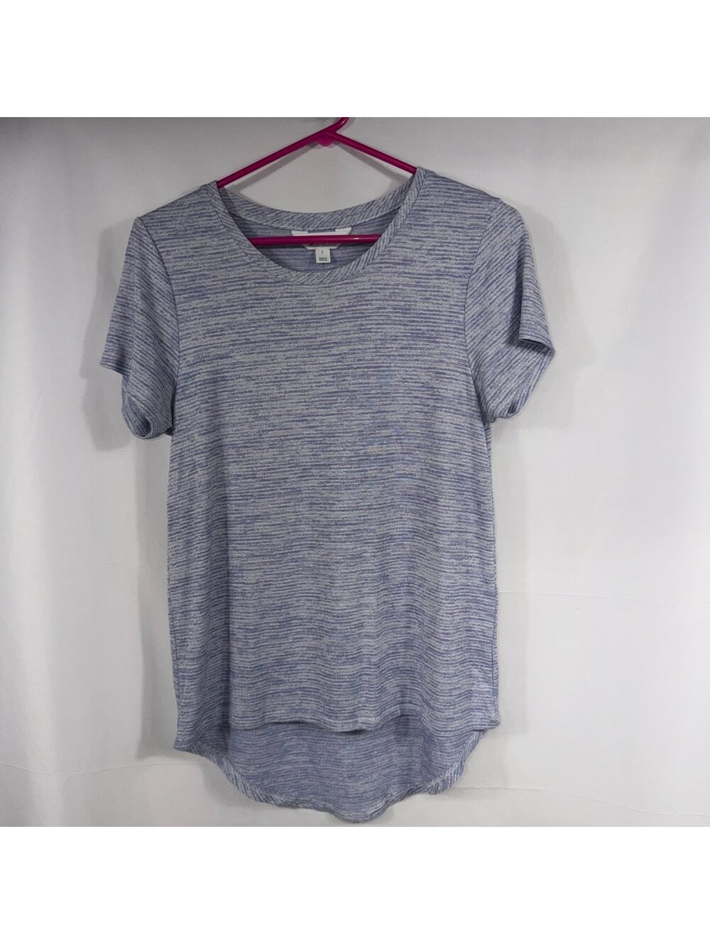 Market & Spruce Blue Space Dye High Low Short Sleeve Top Women’s Small